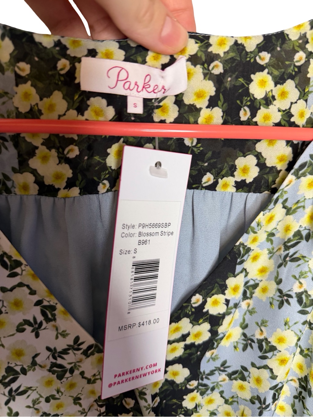 Nwt Parker Blossom Stripe Floral Asymmetrical Midi Dress Small — image 5 of 6